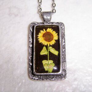 Sunflower Pendant Necklace with 18" Chain
